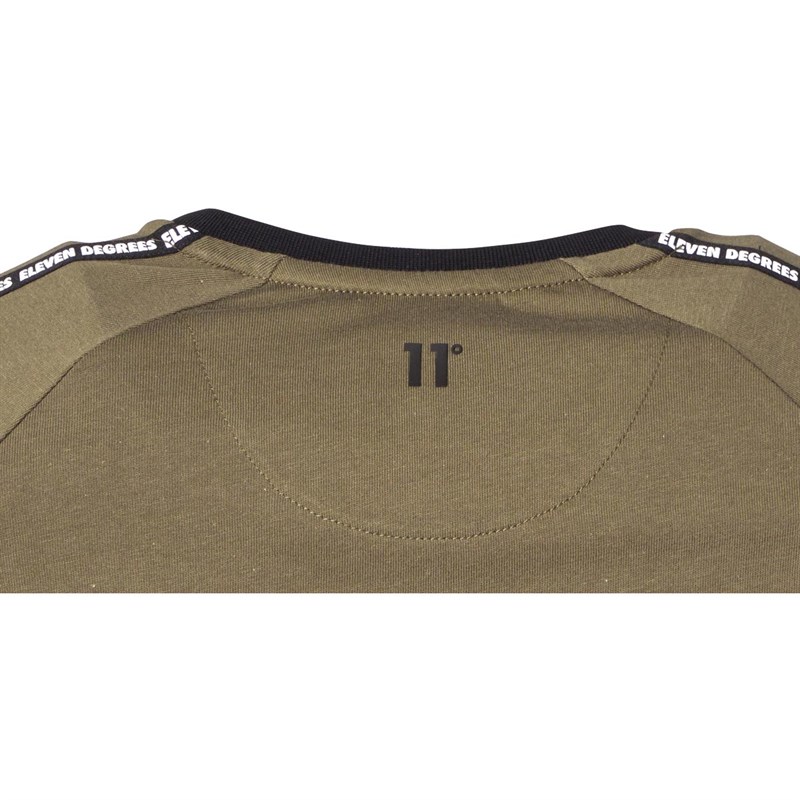 11 Degrees Mens Taped Ringer T-Shirt Khaki/Black