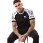 11 Degrees Herren Floral Print Raglan T-Shirts Schwarz