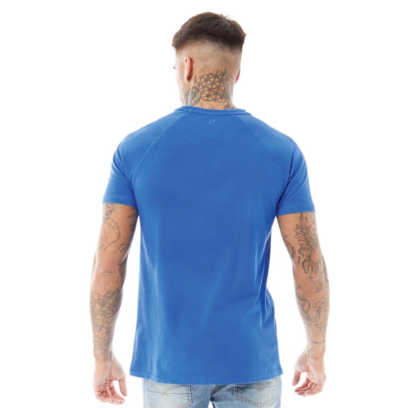 11 Degrees Mens Over Dyed T-Shirt Skydiver Blue