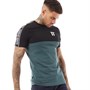 11 Degrees Mens Colour Block Taped T-Shirt Darkest Spruce Green/Black
