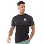 11 Degrees Mens Mixed Fabric Cut And Sew Printed T-Shirt Black