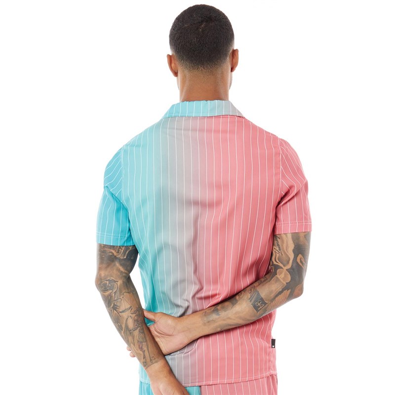 11 Degrees Herren All Over Print Resort Hemd mit kurzem Arm Blaugrün