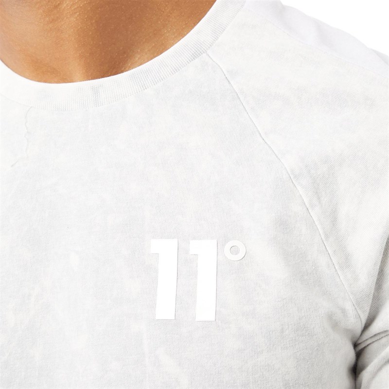 11 Degrees Heren Mist Muscle Fit T-shirts Gebroken Wit