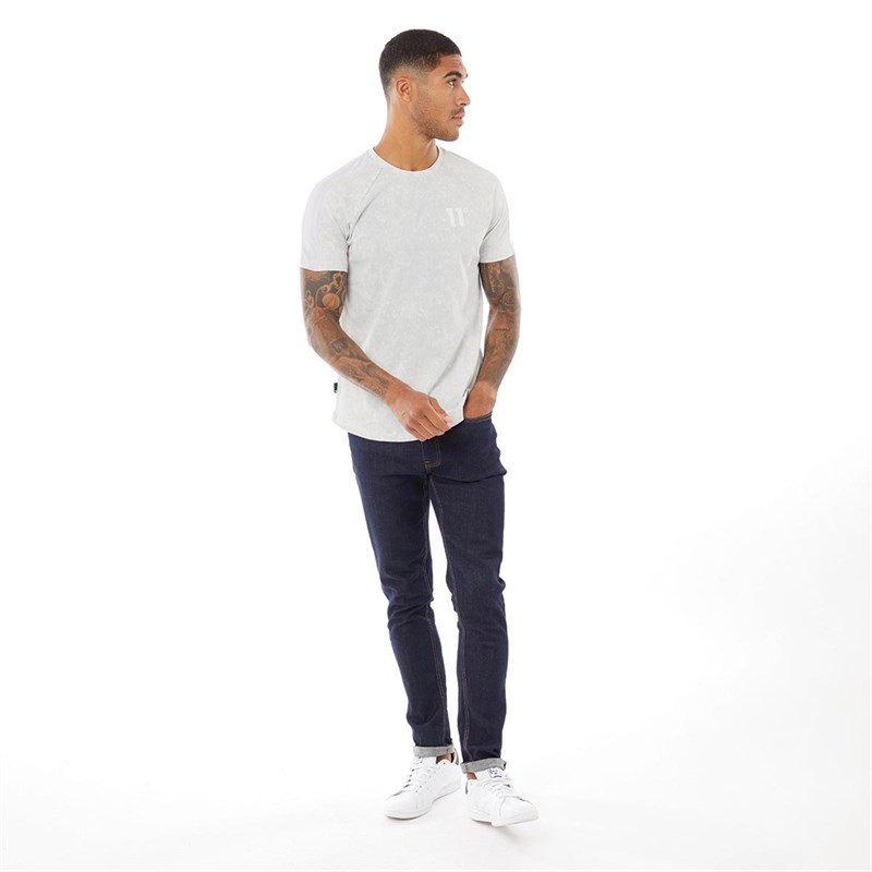 11 Degrees Heren Mist Muscle Fit T-shirts Gebroken Wit