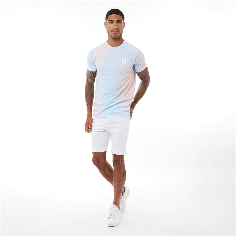 11 Degrees Męskie Sun Burst Muscle Fit T-shirty Lekki Niebieski