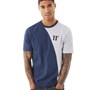 11 Degrees Mens Mixed Fabric Cut And Sew T-Shirt Insignia Blue/White