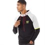 11 Degrees Mens Mixed Fabric Half Zip Hoodie Black/Vapour Grey/Lime