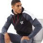 11 Degrees Mens Mixed Fabric Cut And Sew Full Zip Hoodie Black/Anthracite/White/Inferno