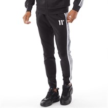11 Degrees Mens Check Panel Poly Track Pants Black/White