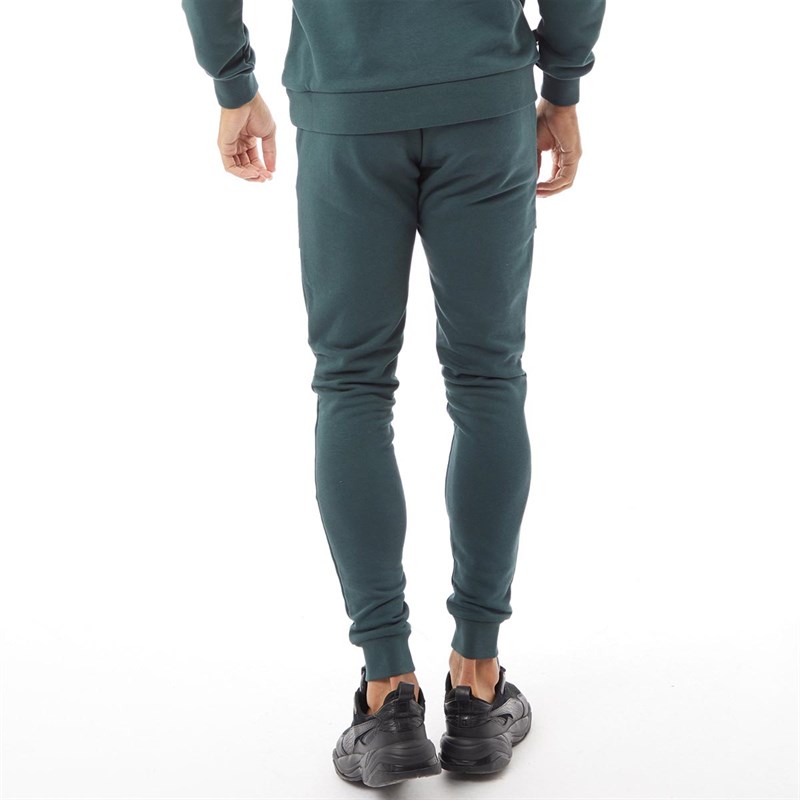 11 Degrees Mens Taped Skinny Fit Joggers Darkest Spruce Green/Black/White