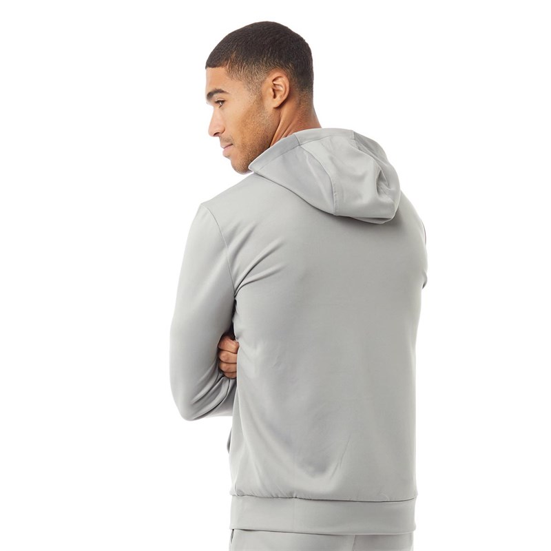 11 Degrees Mens Contrast Pocket Poly Hooded Track Top Silver/Silver Reflective