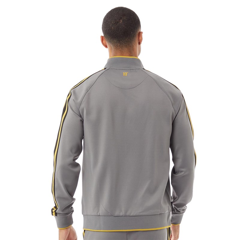 11 Degrees Mens Taped Poly Track Top Charcoal/Black/Gold