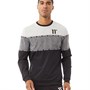 11 Degrees Mens Cut And Sew Triple Panel Sweatshirt Black/White/Grey Marl