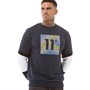 11 Degrees Mens 3D Gradient Sweatshirt Navy/White/Black