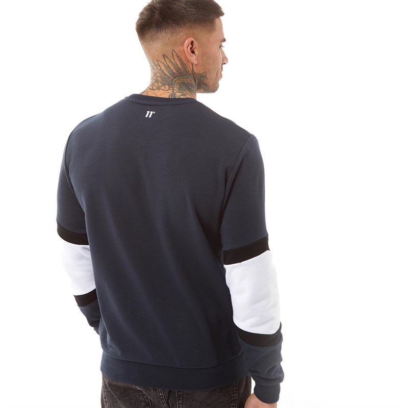 11 Degrees Mens 3D Gradient Sweatshirt Navy/White/Black