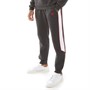 11 Degrees Mens Colour Block Piped Regular Fit Joggers Black Marl/White/Goji Berry Red