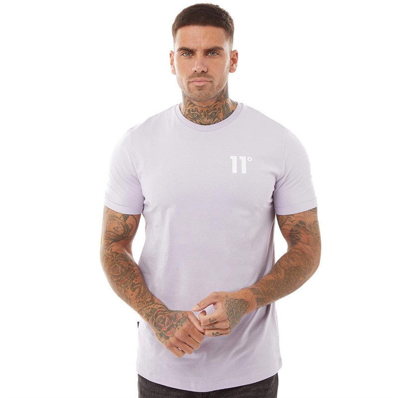 11 Degrees Mens Mucle Fit T-Shirt Pastel Lilac