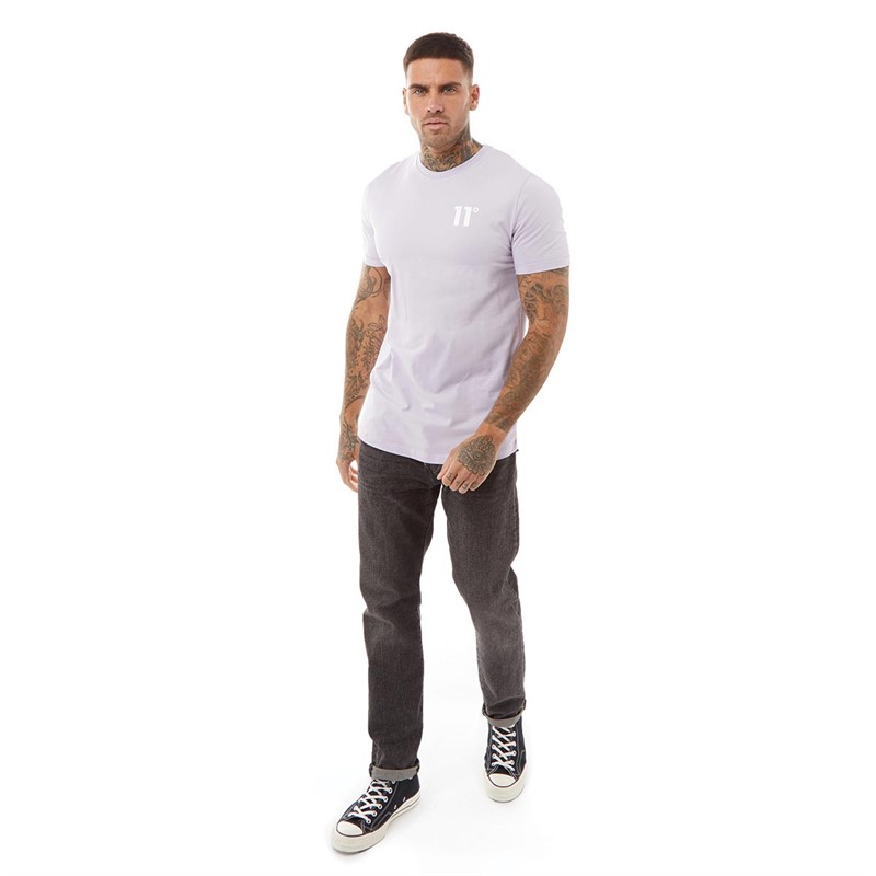 11 Degrees Mens Mucle Fit T-Shirt Pastel Lilac