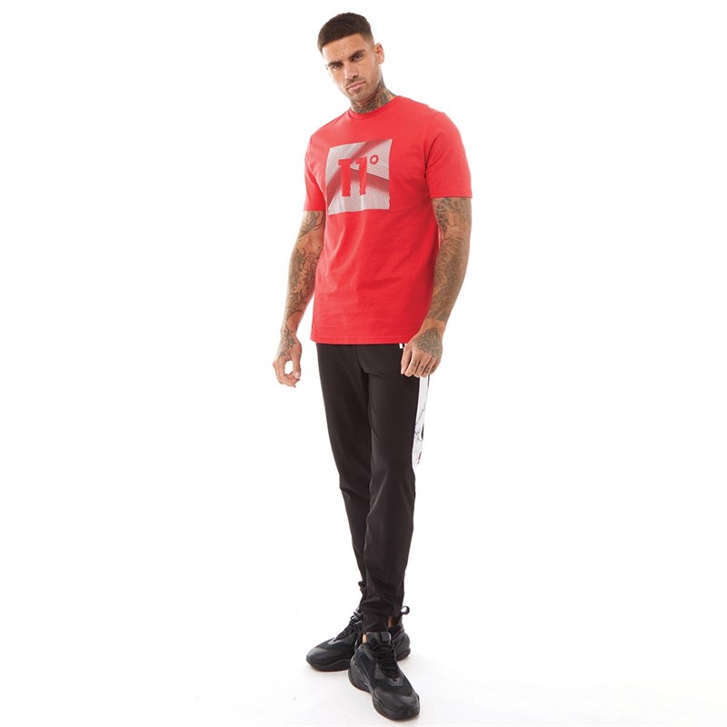 11 Degrees Mens Marble Print Track Pants White/Black/Ski Patrol Red