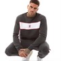 11 Degrees Mens Colour Block Sweatshirt Black Marl/White/Goji Berry Red