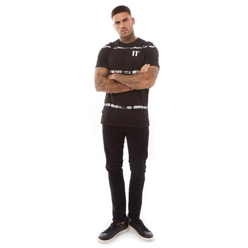 11 Degrees Mens Tie Dye T-Shirt Black/White