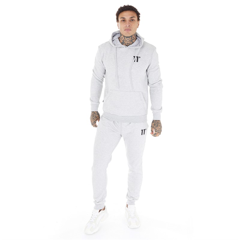 Buy 11 Degrees Mens Core Pullover Hoodie Grey Marl