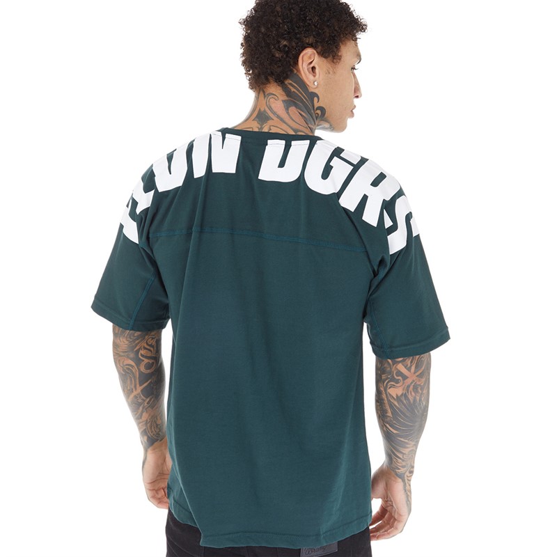 11 Degrees Mens Large Logo Oversized Short Sleeve T-Shirt Darkest Spruce G