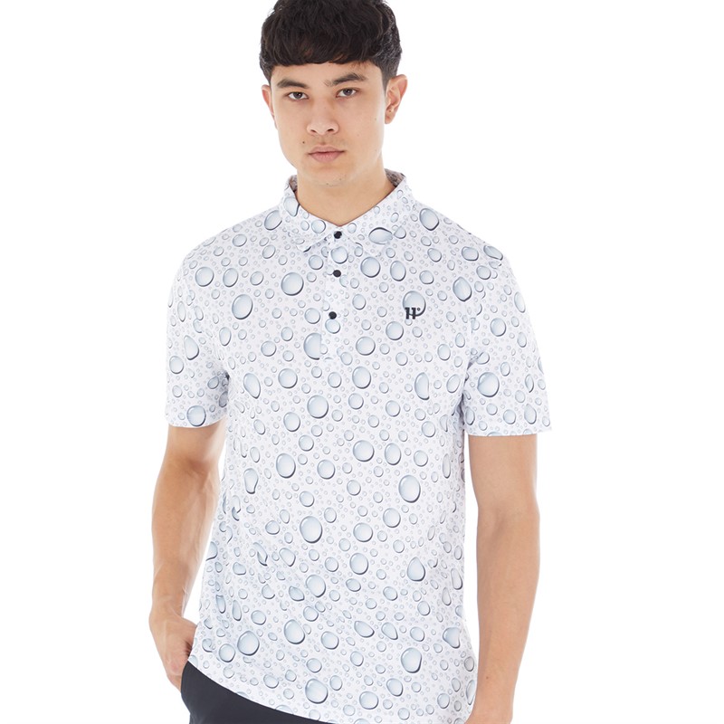11 Degrees Mens Bubble Print Polo White