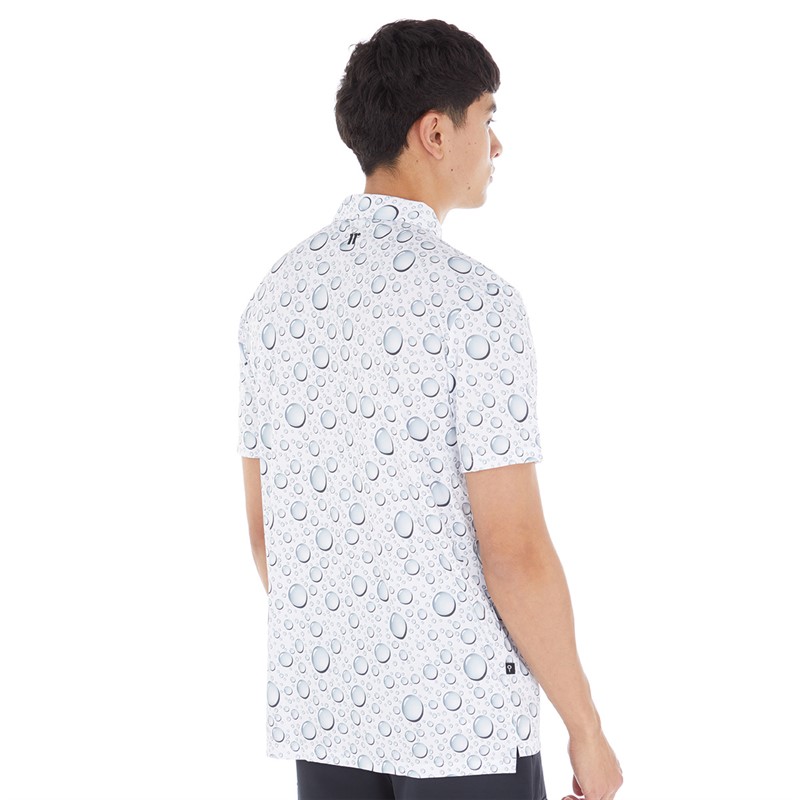 11 Degrees Mens Bubble Print Polo White