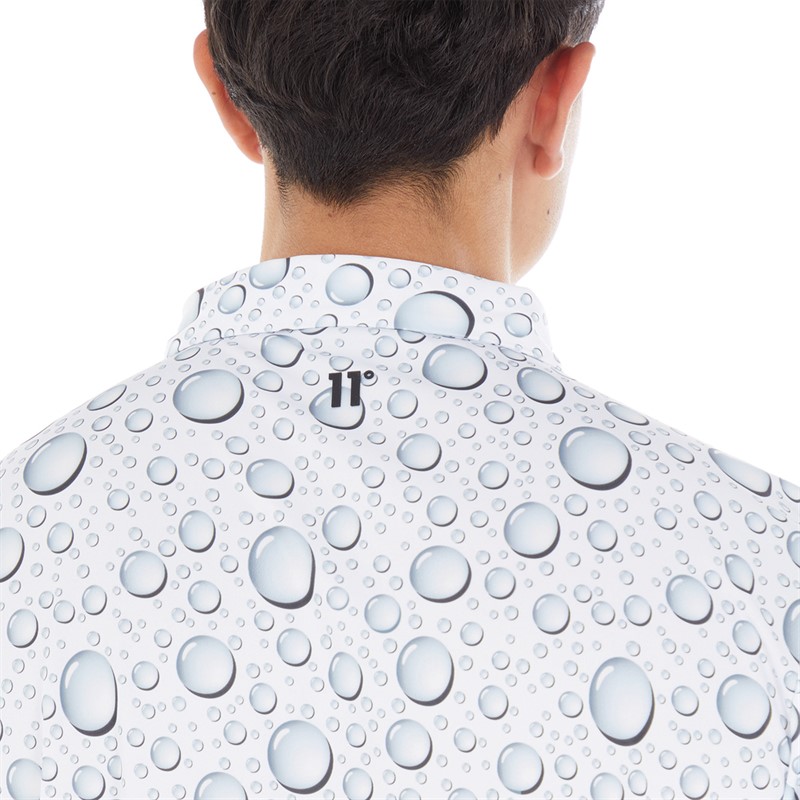 11 Degrees Mens Bubble Print Polo White