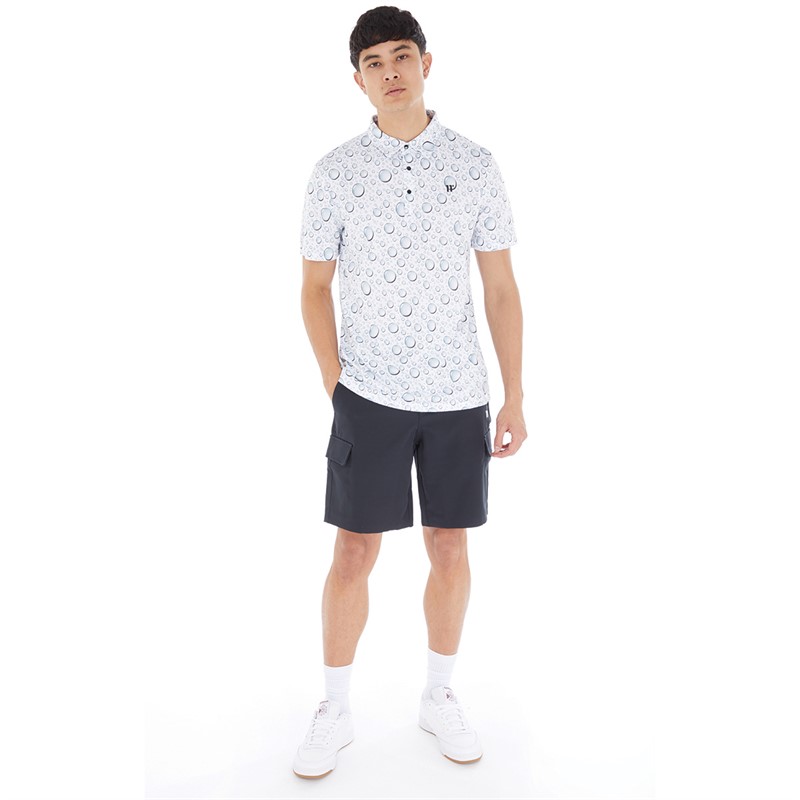 11 Degrees Mens Bubble Print Polo White