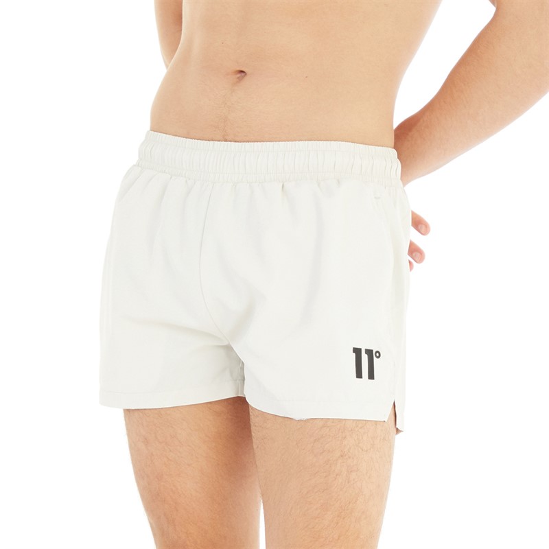 11 Degrees Mens Short Side Split Swim Shorts Stone