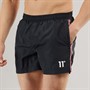11 Degrees Mens Stripe Taped Swim Shorts Black