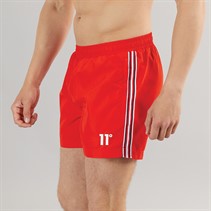 11 Degrees Mens Stripe Taped Swim Shorts Performance Red