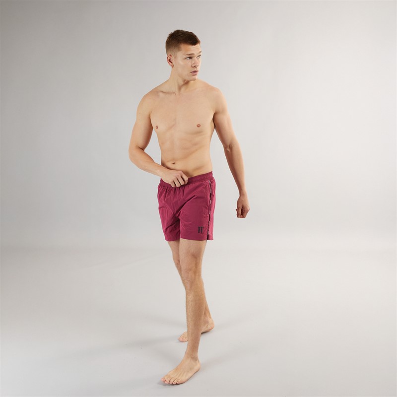 11 Degrees Mens Micro Taped Swim Shorts Scarlet