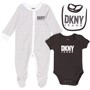 DKNY Jeans Boys Sleepsuit Bodysuit And Bib Set Black/White