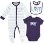 DKNY Jeans Boys Baby Sleepsuit Bodysuit And Bib Set Navy