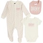DKNY Jeans Girls Baby Sleepsuit Bodysuit And Bib Set Baby Pink