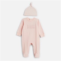 DKNY Jeans Girls Sleepsuit And Hat Set Pink