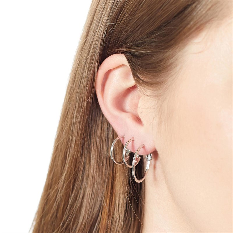 Vila Womens Charlie Hoop Earring Set Silver