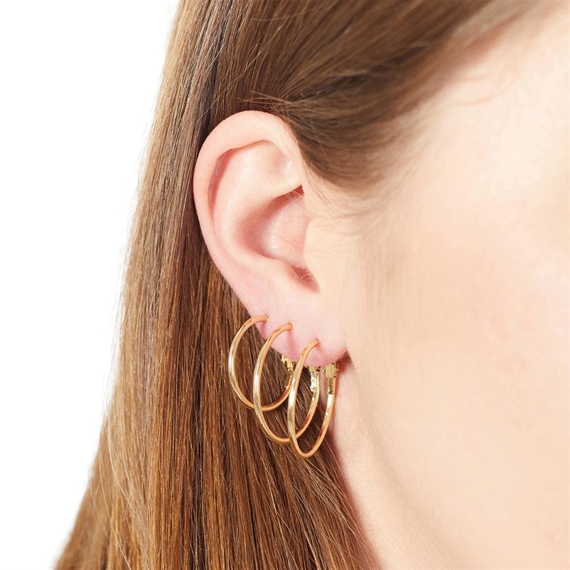 Vila Womens Charlie Hoop Earring Set Gold