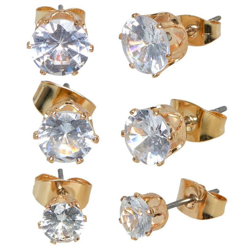 Vila Womens Charlot Stud Earring Set Gold