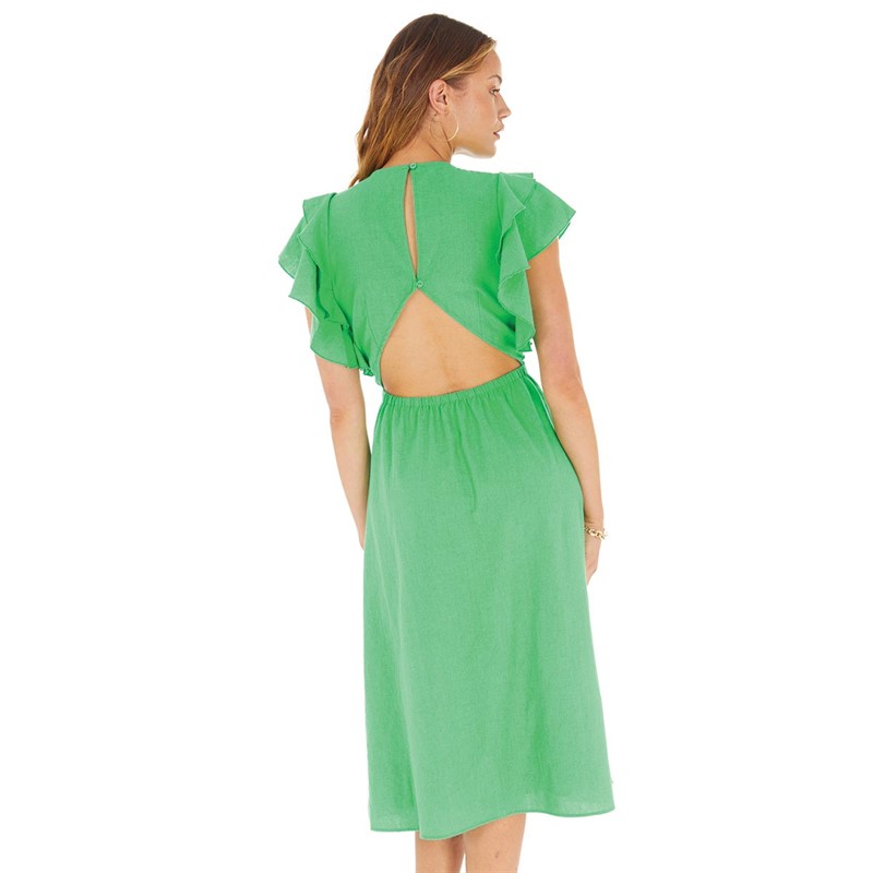 green emerald velvet dress Vila – Visella Halterneck Flounch Dress – Dresses – Green