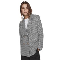 Vila Womens Dafny Loose Fit Blazer Black Check