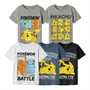 Pokemon Junge T-Shirts Set 5er Pack Grau Melange/China Blau/Weiß/Grau Melange/Schwarz