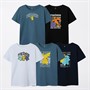 Pokemon Boys Kafele Five Pack T-Shirts Blue Mirage