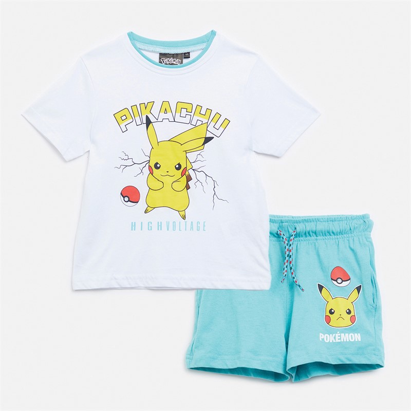 Pokemon Boys T-Shirt And Shorts Co-Ord White