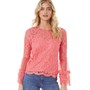 Girls On Film Womens Fluted Sleeve Top Coral