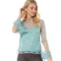 Girls On Film Womens Lace Flute Sleeve Top Sage