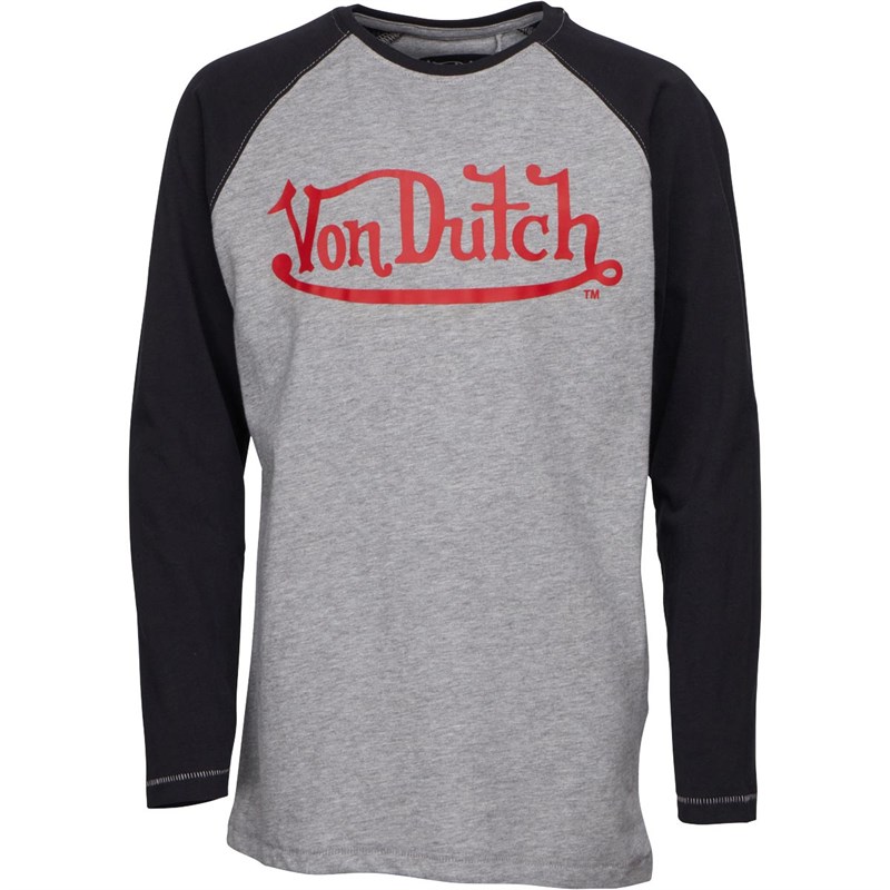 Buy Von Dutch Junior Boys Cubic Long Sleeve T-Shirts Grey Marl/Black